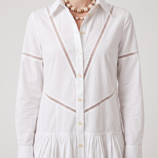 Structured White Poplin Shirt Dress