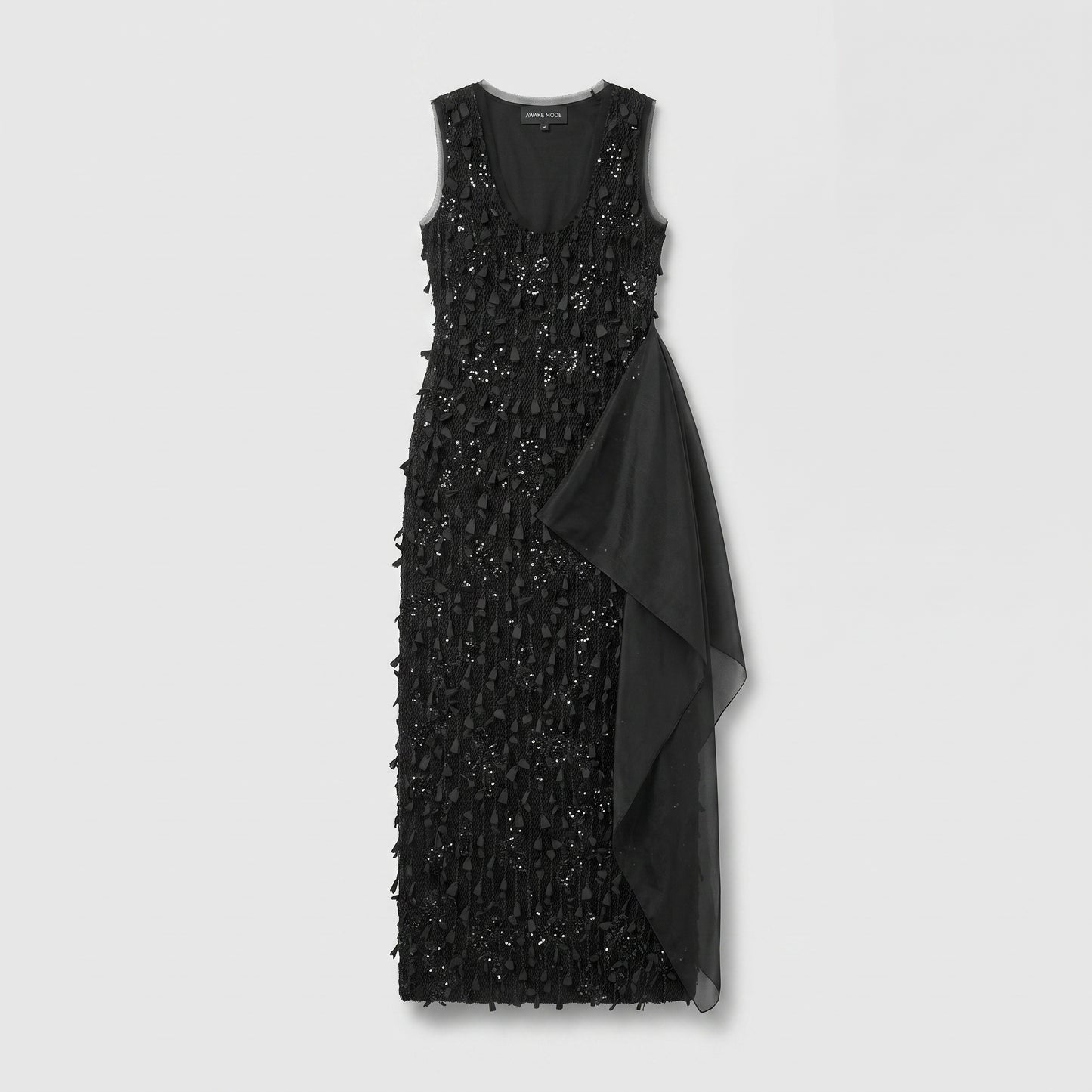Embellished Drape Column Dress