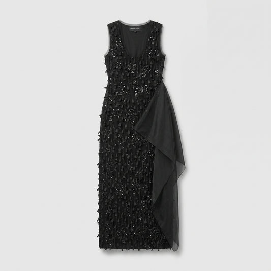 Embellished Drape Column Dress