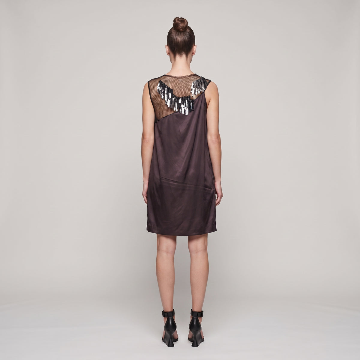 Sequined Embellished Silk Tank Top
