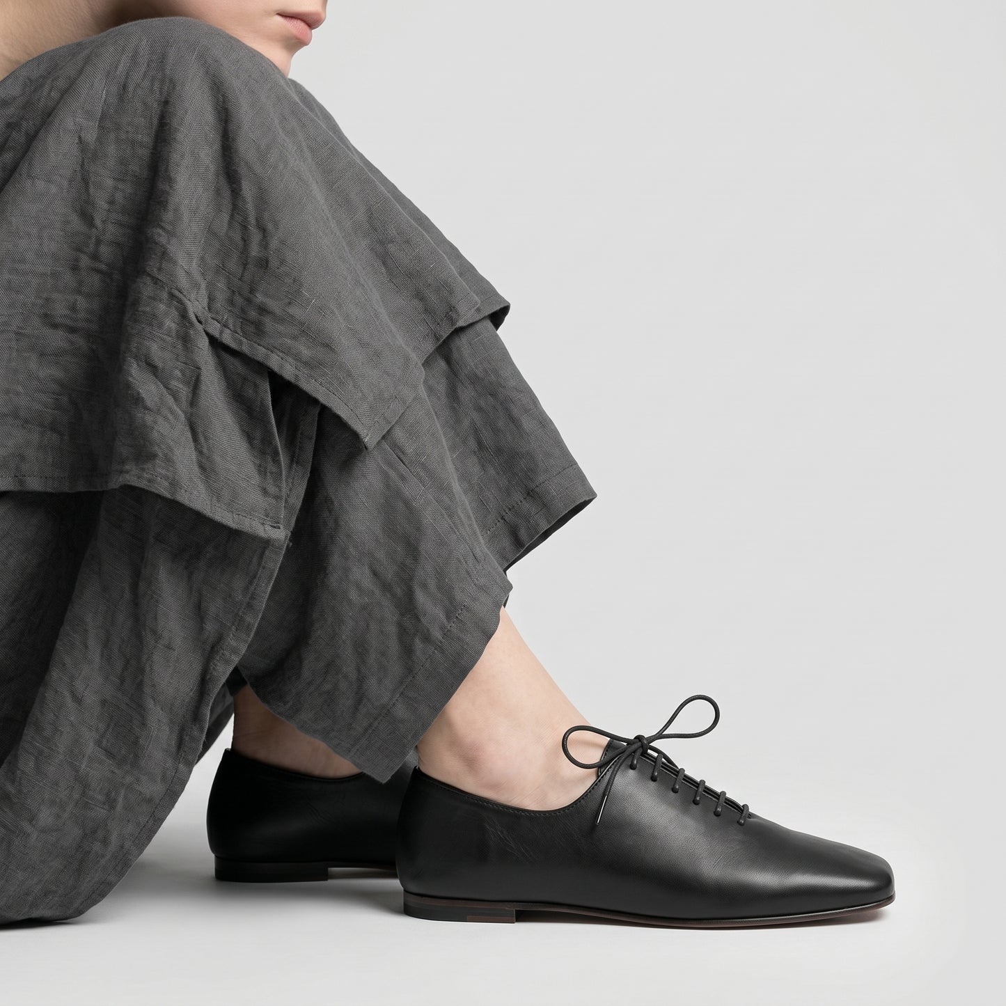 Minimalist Black Leather Oxfords
