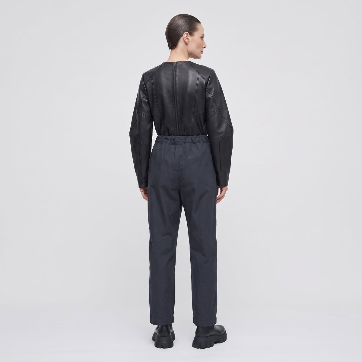 Black Cotton Drawstring Trousers