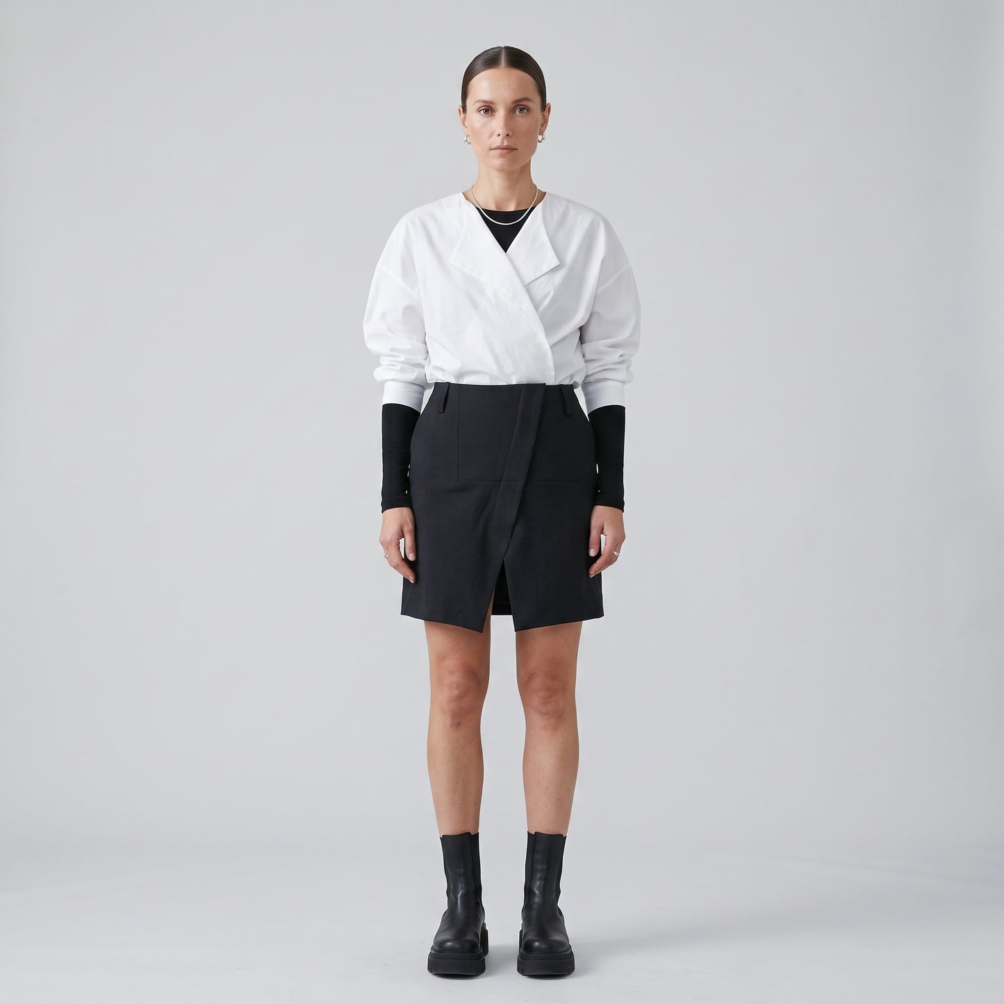 Minimalist Black Asymmetric Skirt