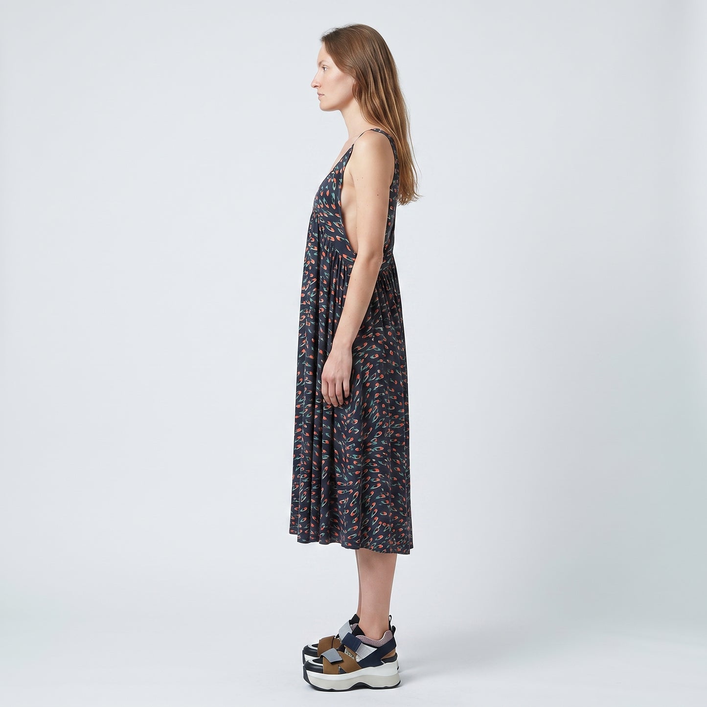 Abstract Print Racerback Jersey Dress