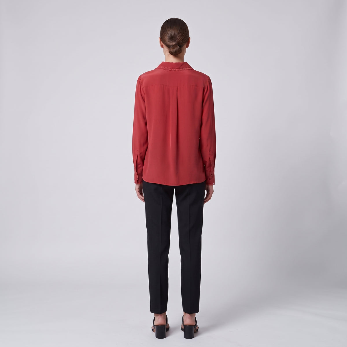 Lace Trimmed Silk Blouse