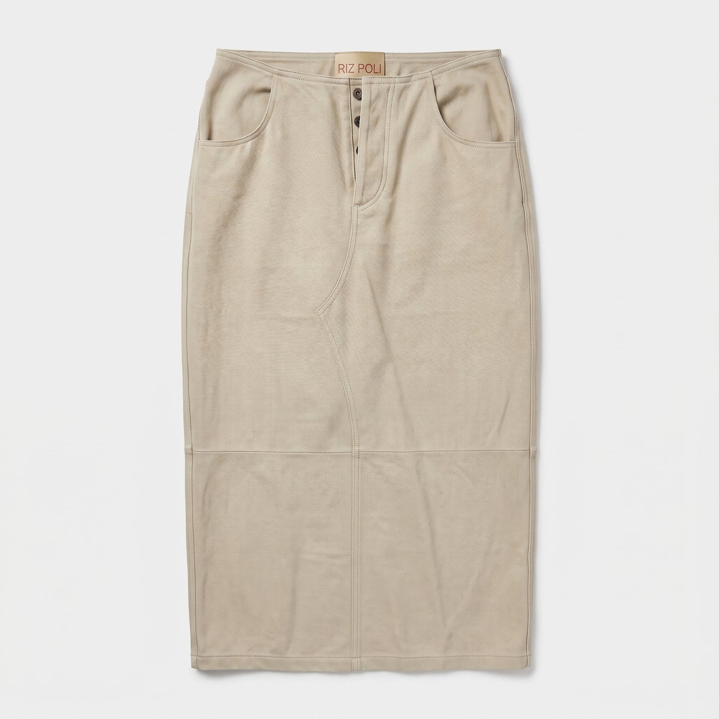 Tailored Beige Midi Skirt