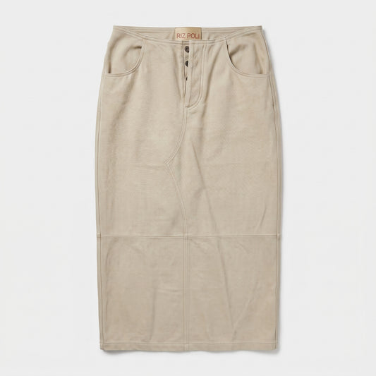 Tailored Beige Midi Skirt