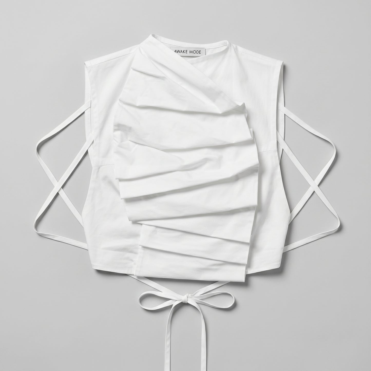 Asymmetric Pleated Tie-Detail Vest