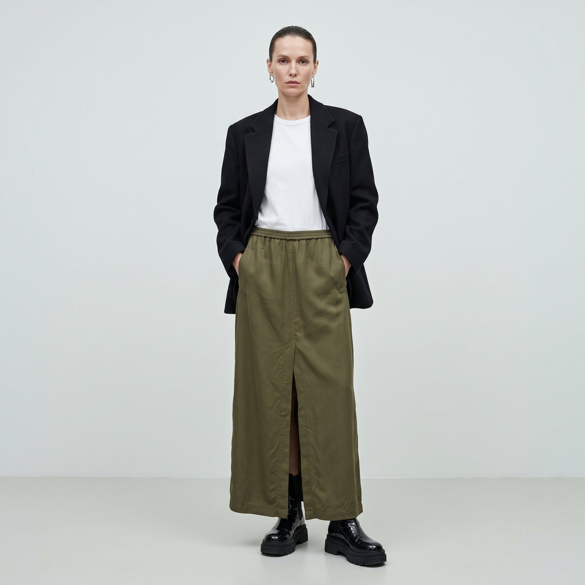 Olive Green Fluid Culotte Pants