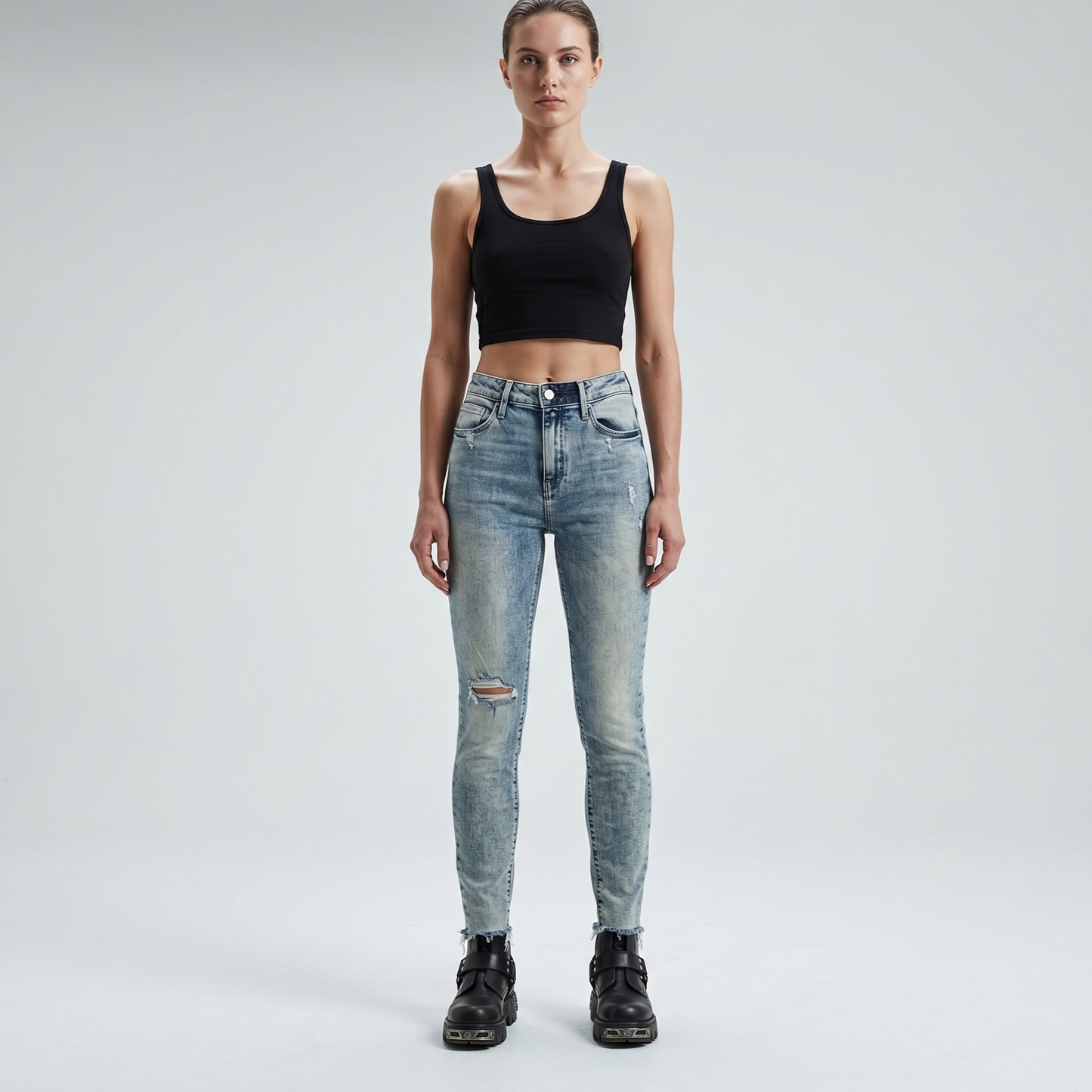 Distressed Light Wash Skinny Jeans