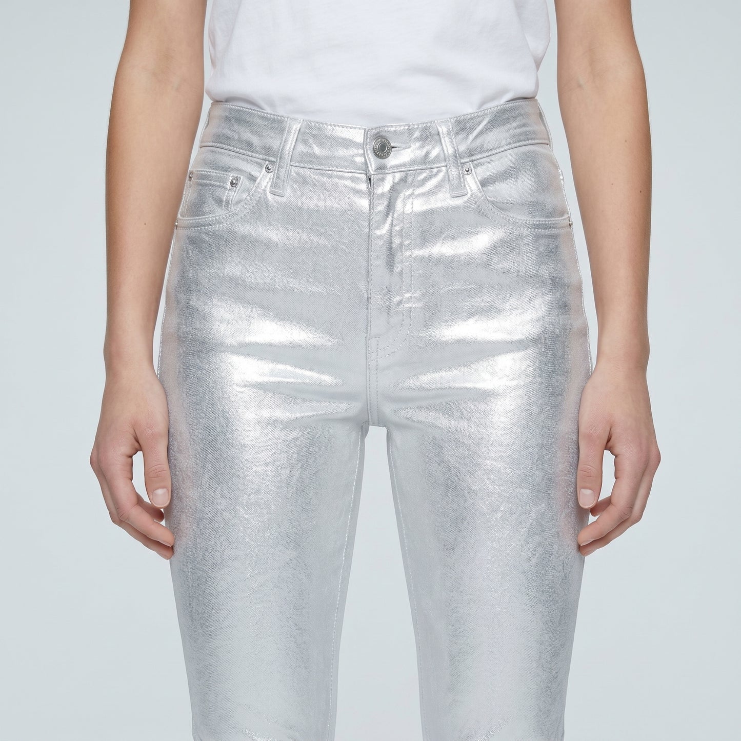 Metallic High-Rise Skinny Jeans