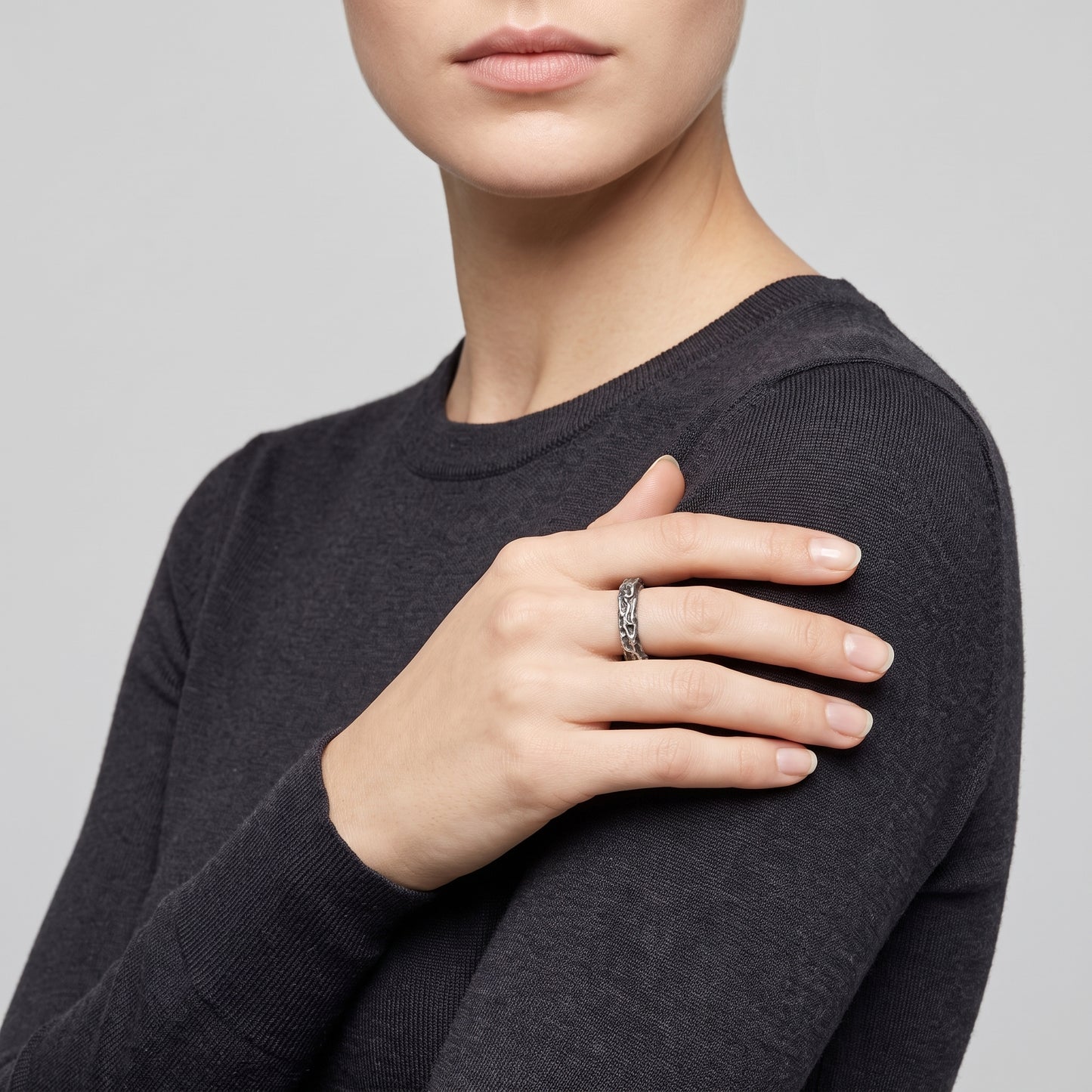 Textured Oxidized Silver Ring