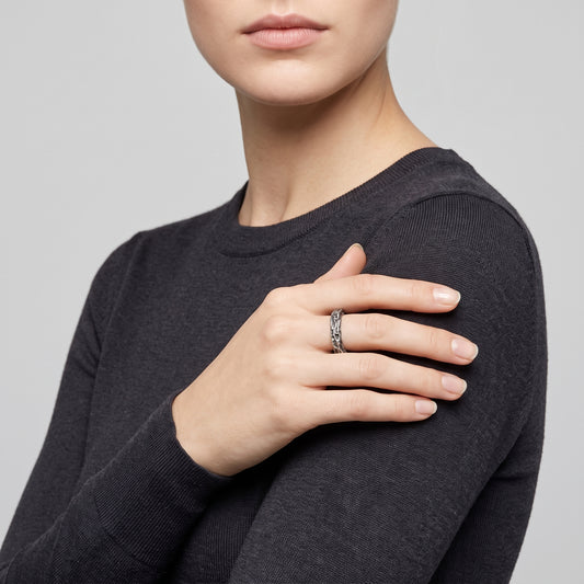 Textured Oxidized Silver Ring