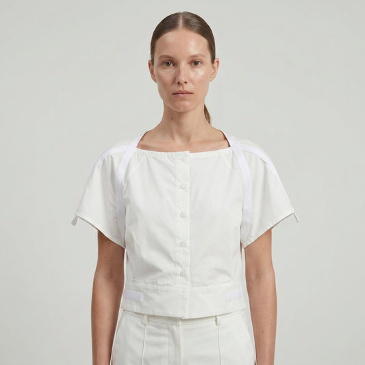 Minimalist White Buttoned Cropped Top