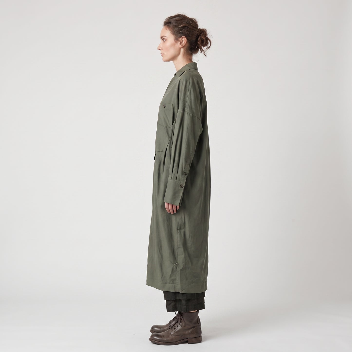 Asymmetric Olive Long Shirt