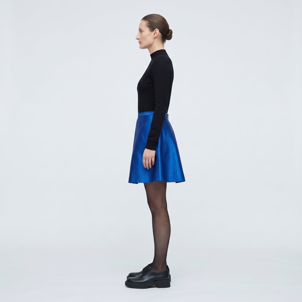 Electric Blue Satin Mini Skirt