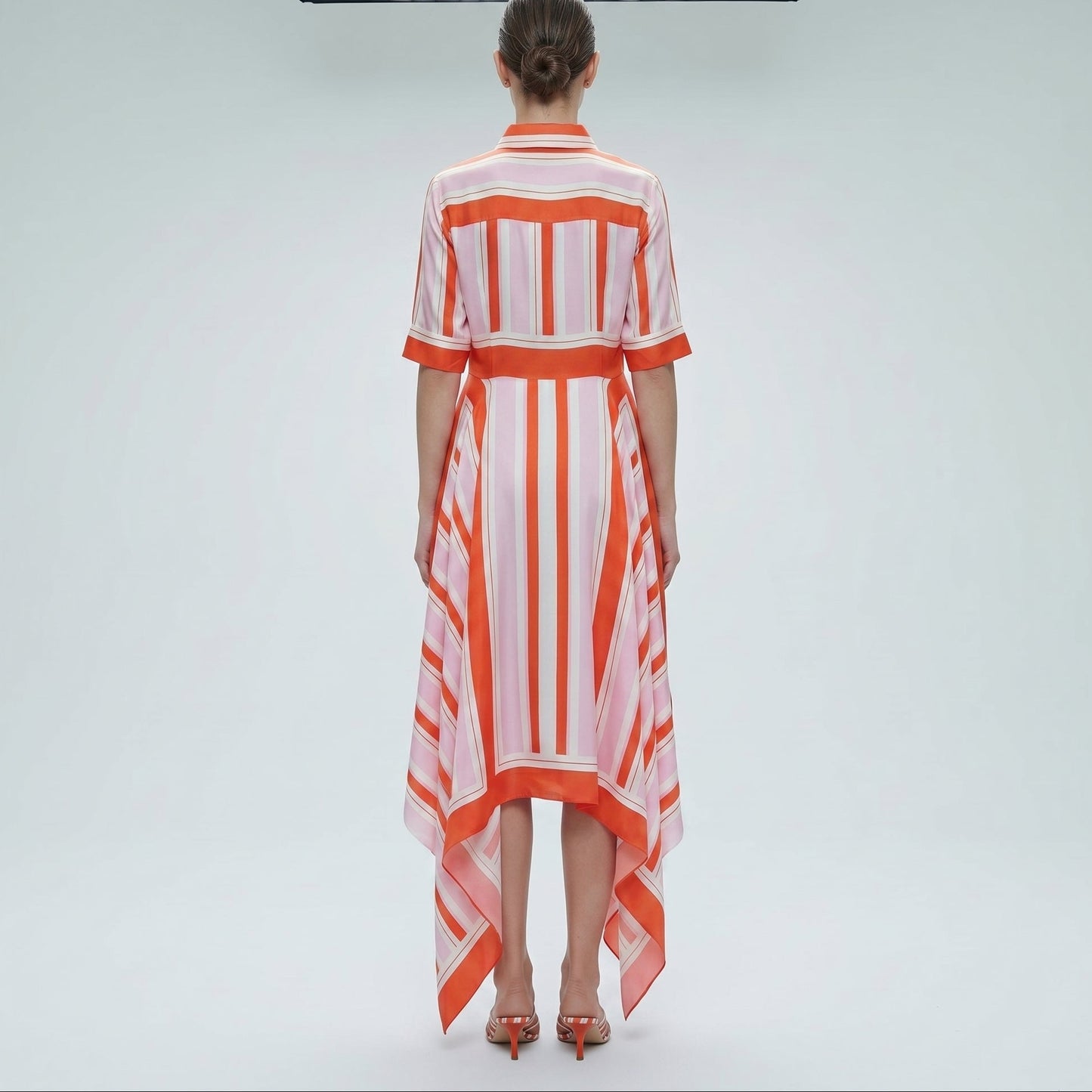 Striped Handkerchief Hem Shirt Dress