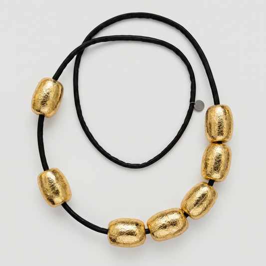 Sculptural Gold Bead Statement Necklace