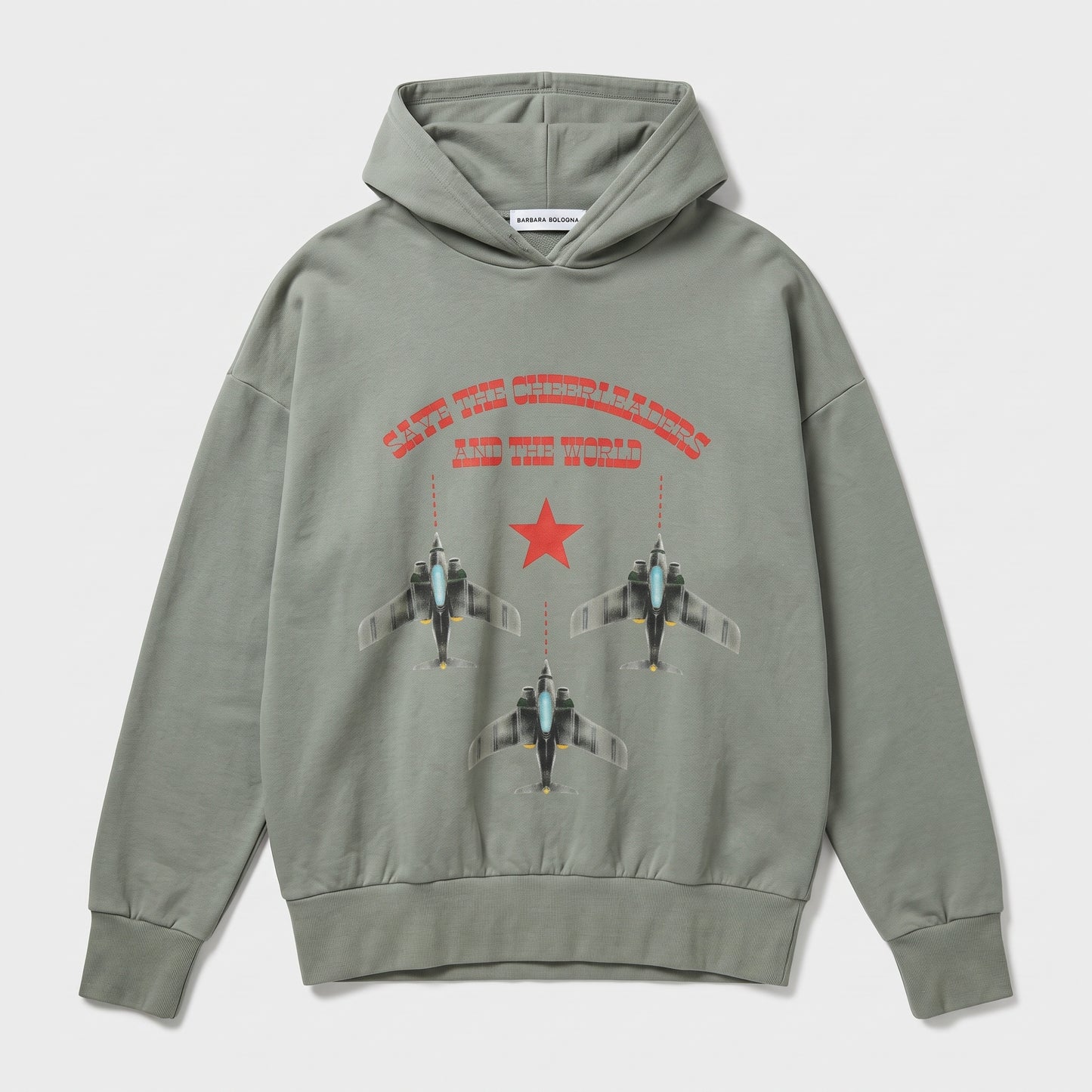 Graphic Print Oversized Sage Hoodie