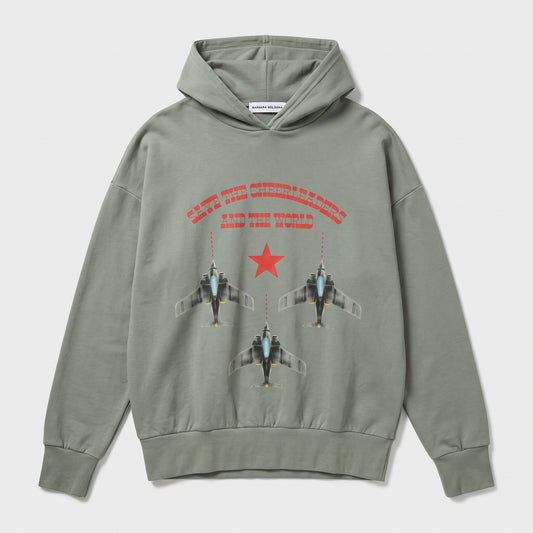 Graphic Print Oversized Sage Hoodie