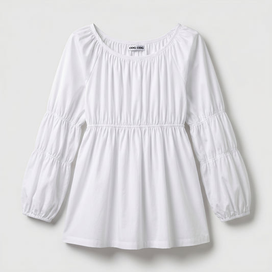 Gathered Waist Peplum Blouse