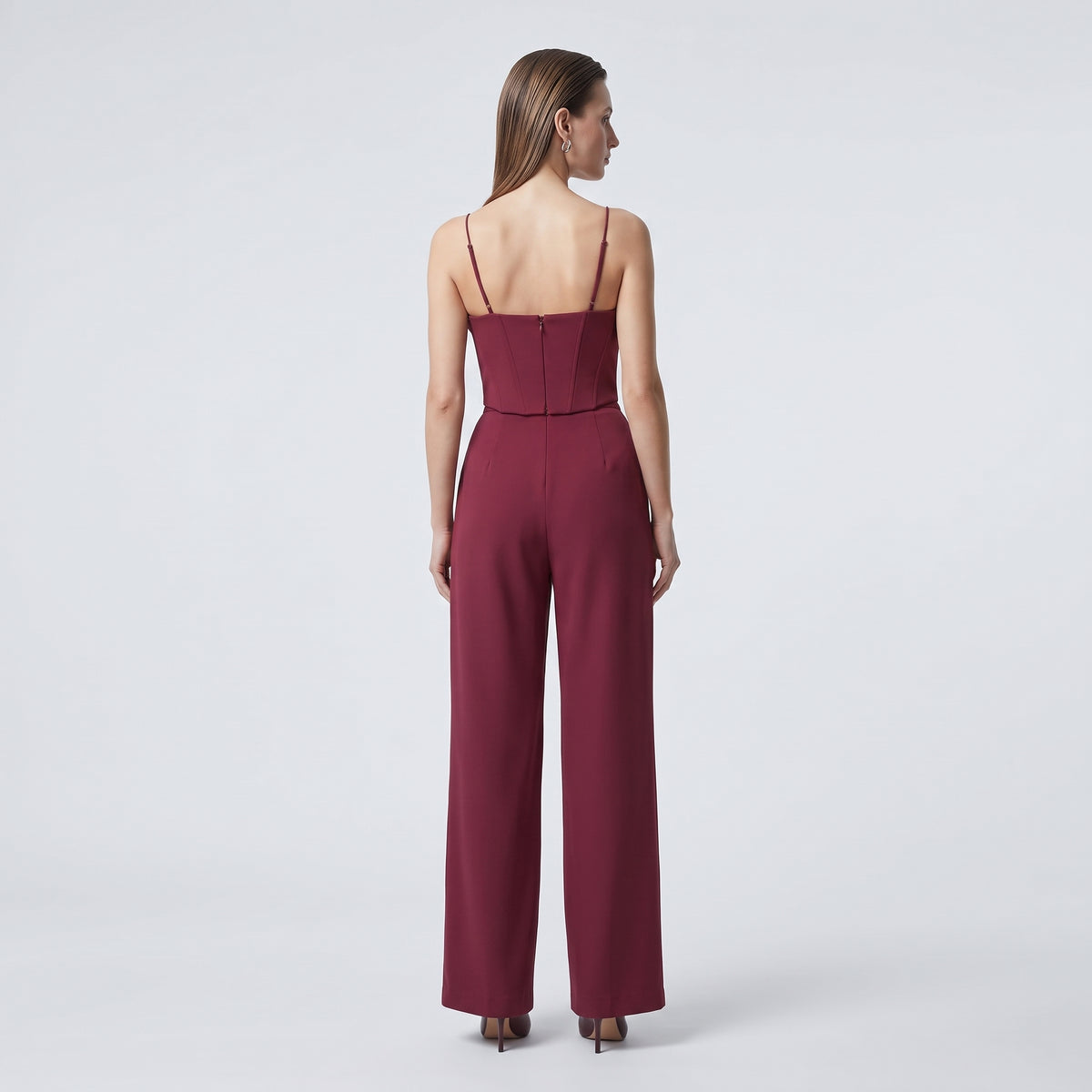 Burgundy High-Waisted Wrap Trousers