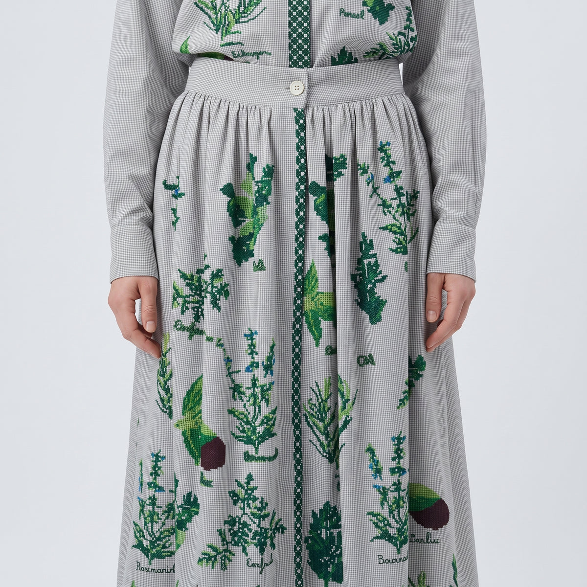 Botanical Print A-Line Skirt