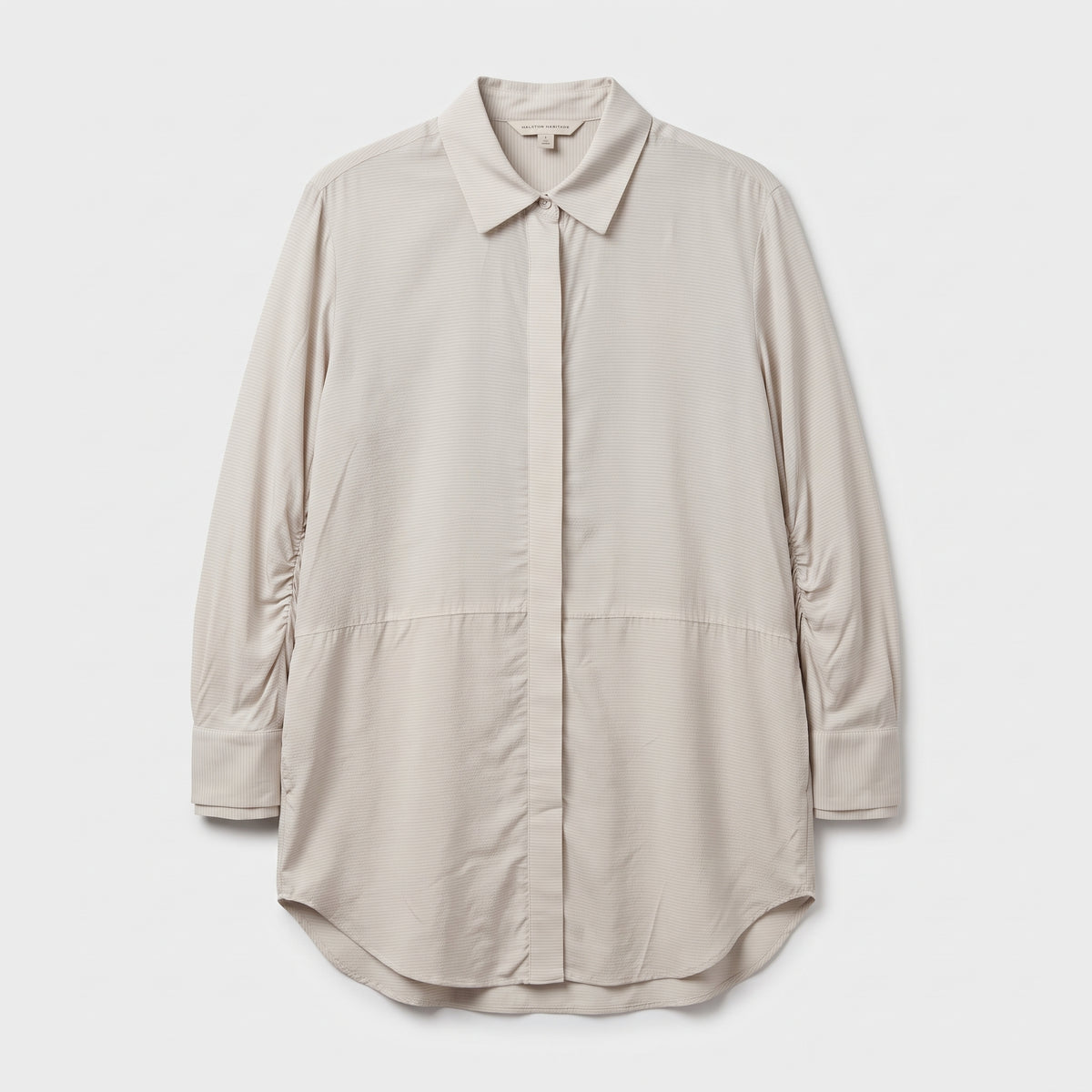 Relaxed Ruched Sleeve Button-Down
