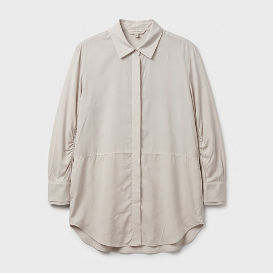 Relaxed Ruched Sleeve Button-Down