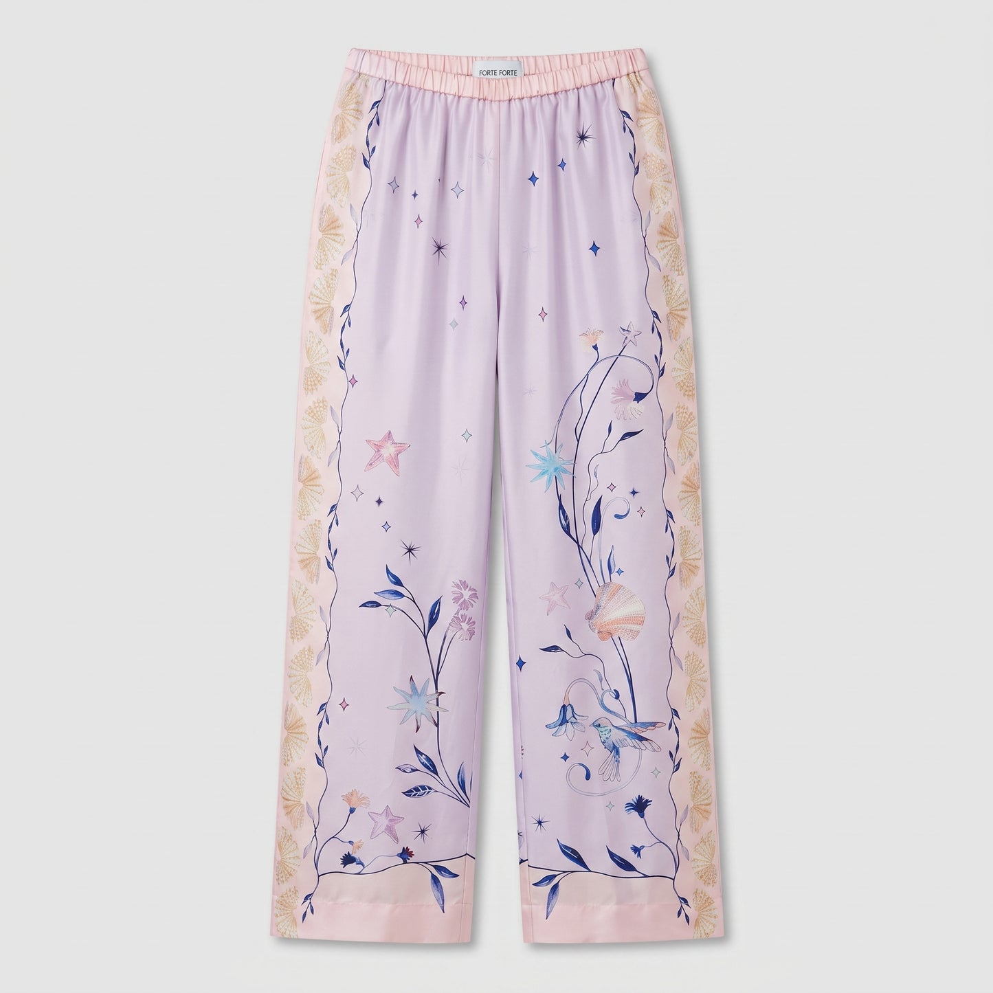 Celestial Print Silk Wide Trousers