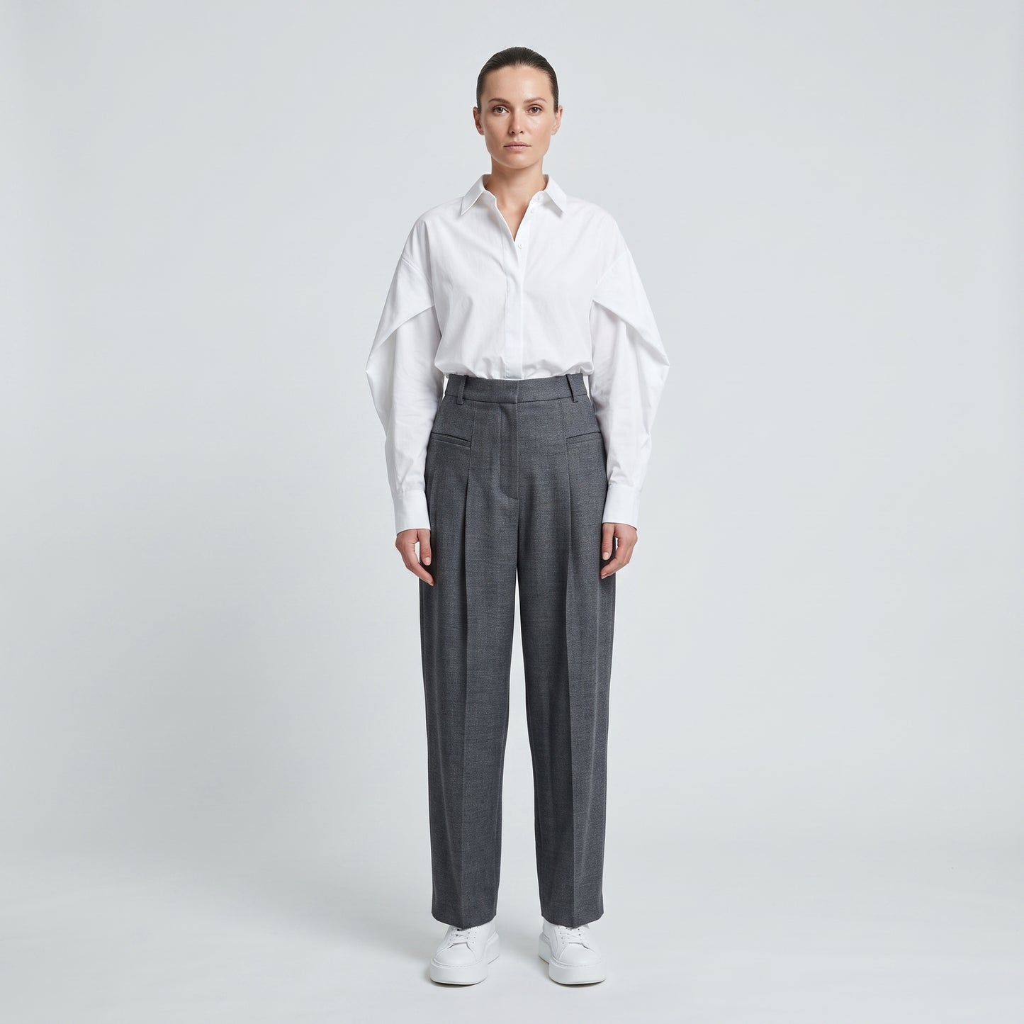 Tailored High-Rise Grey Trousers