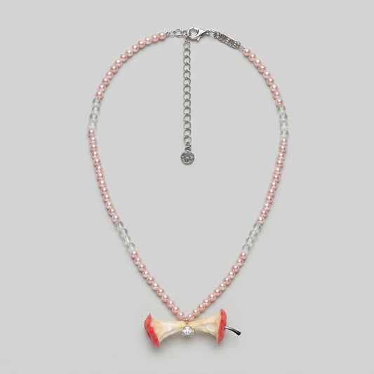 Whimsical Apple Core Pearl Necklace