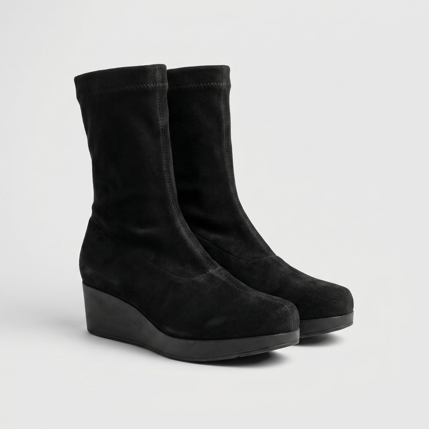 Sleek Black Suede Platform Boots