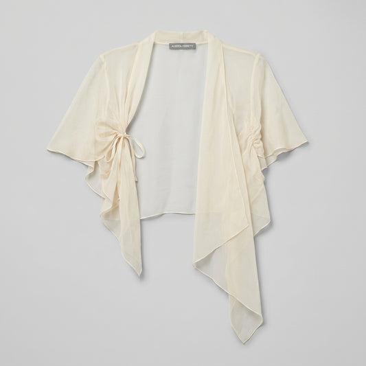 Sheer Silk Chiffon Draped Shrug