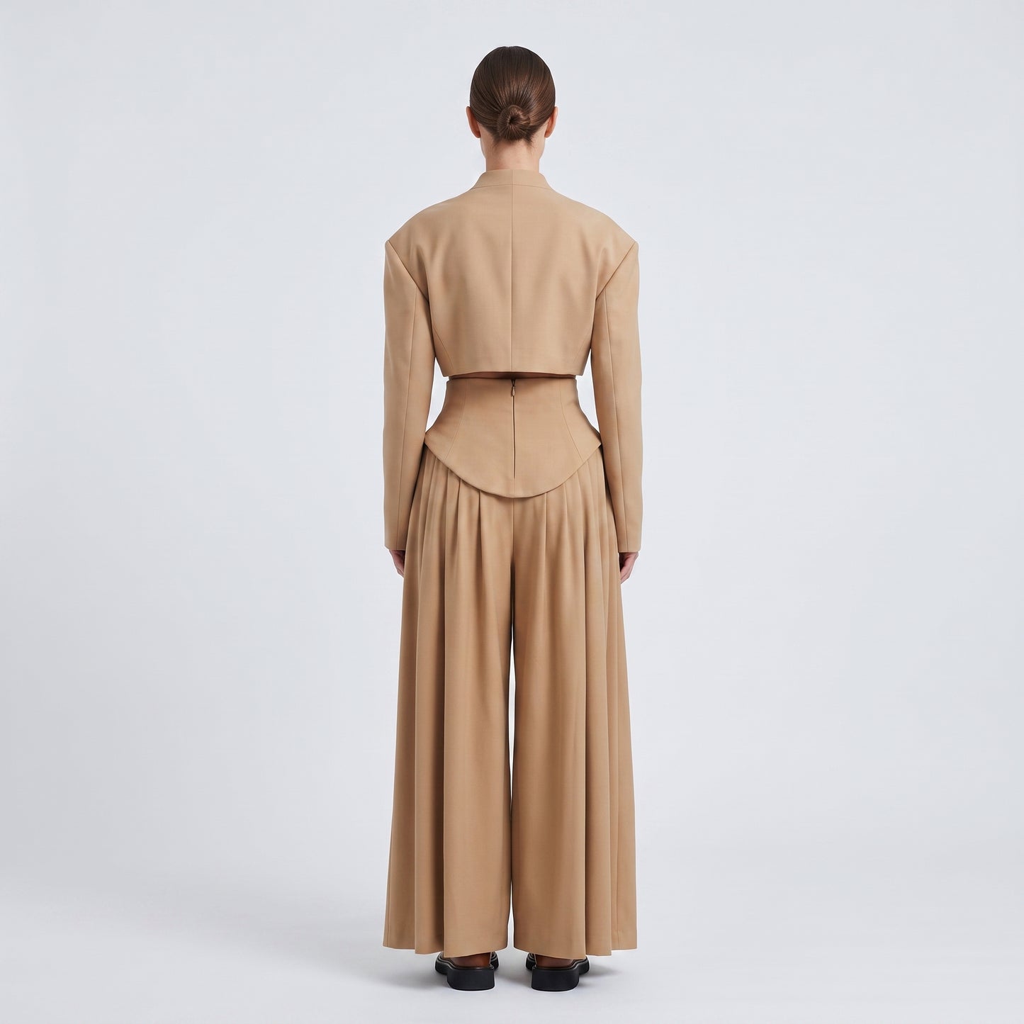 High-Waisted Pleated Wide-Leg Trousers