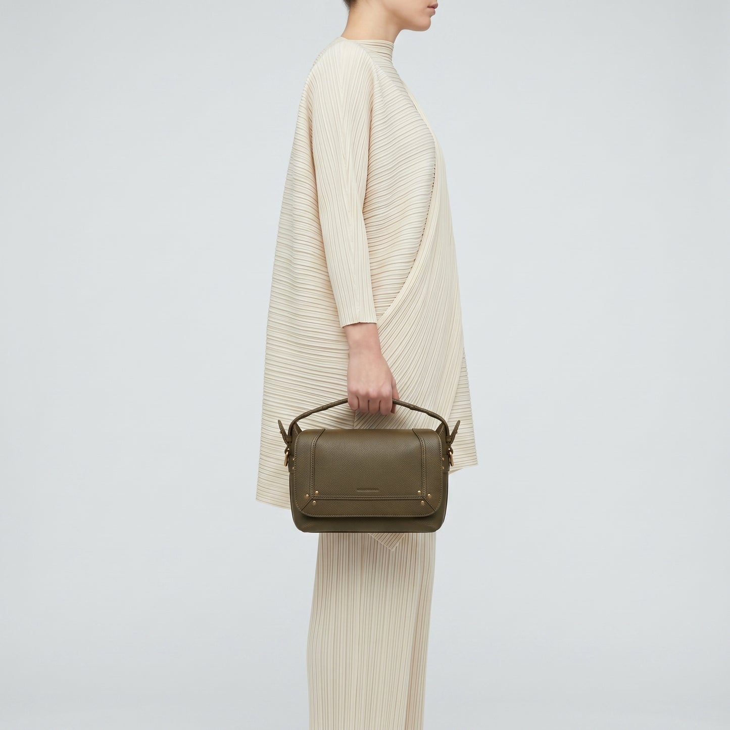 Structured Grained Leather Satchel