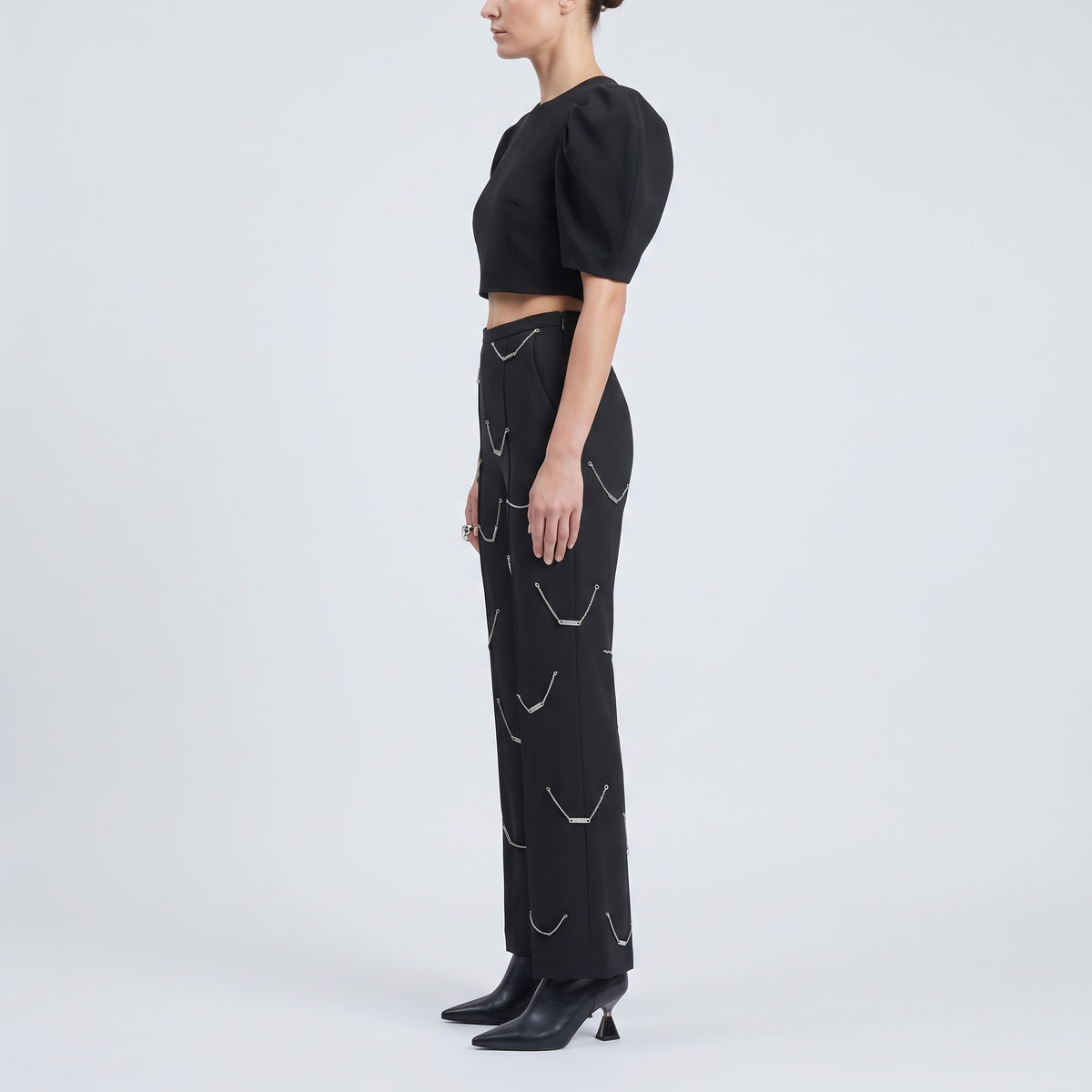 Chain Embellished Tailored Trousers