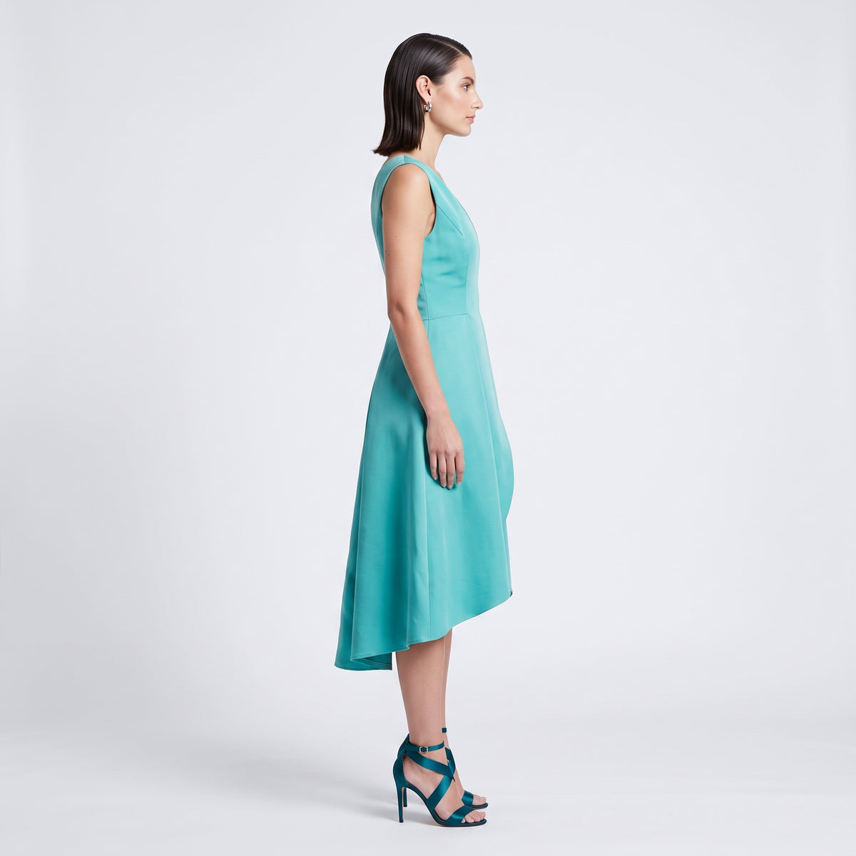 Structured V-Neck Teal Dress