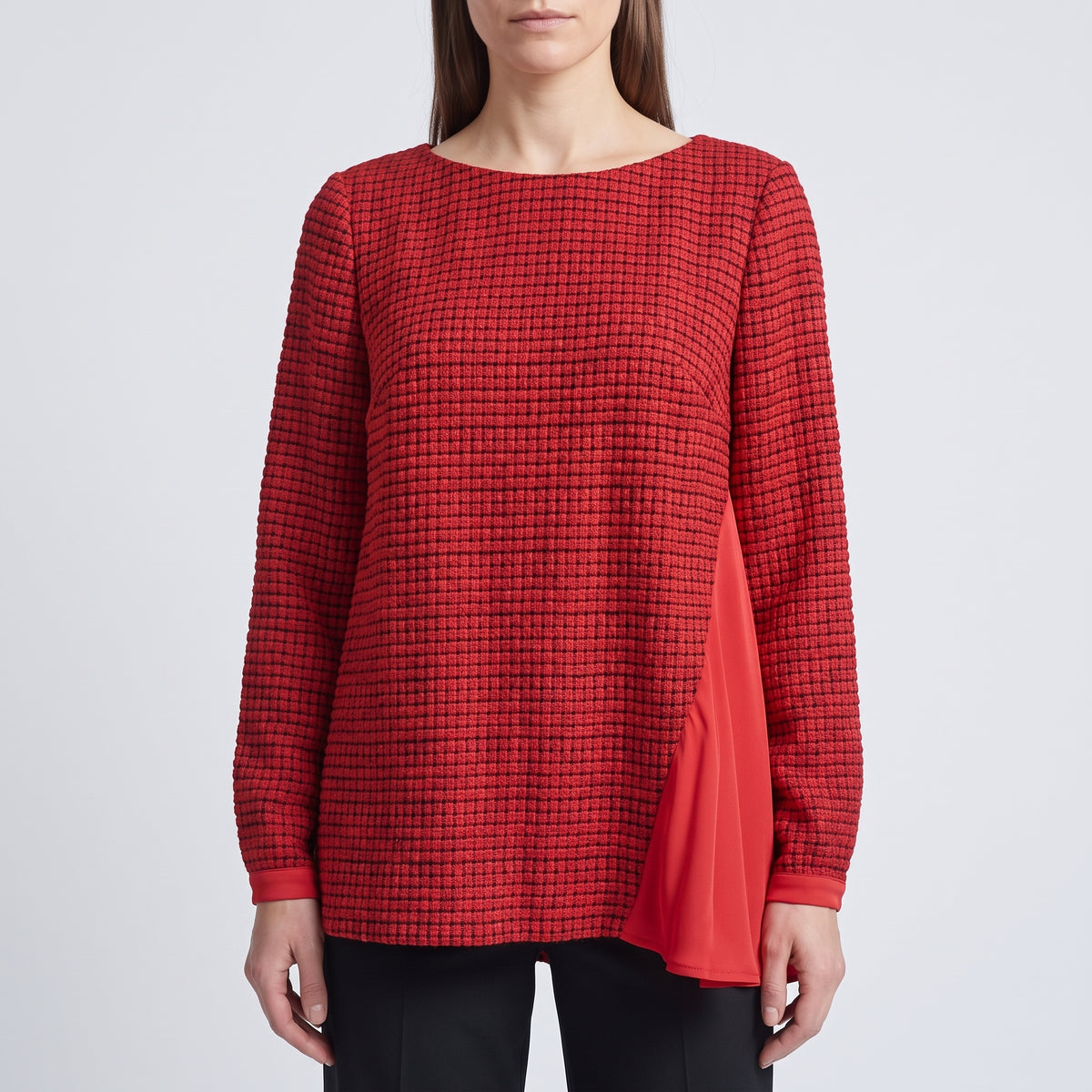 Textured Red Long Sleeve Top