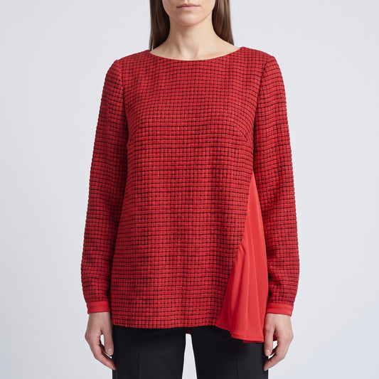 Textured Red Long Sleeve Top