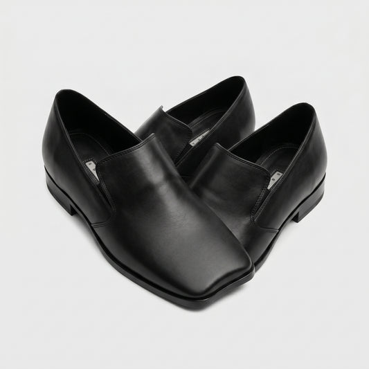Minimalist Black Leather Loafers