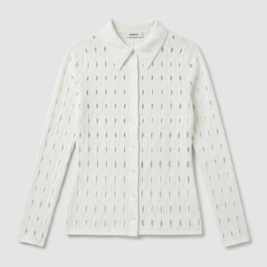 Open Knit Pointelle Button Shirt