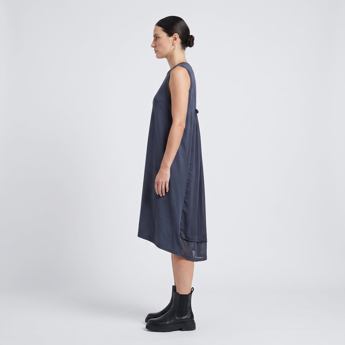 Asymmetric Pleated Cotton Tank Top