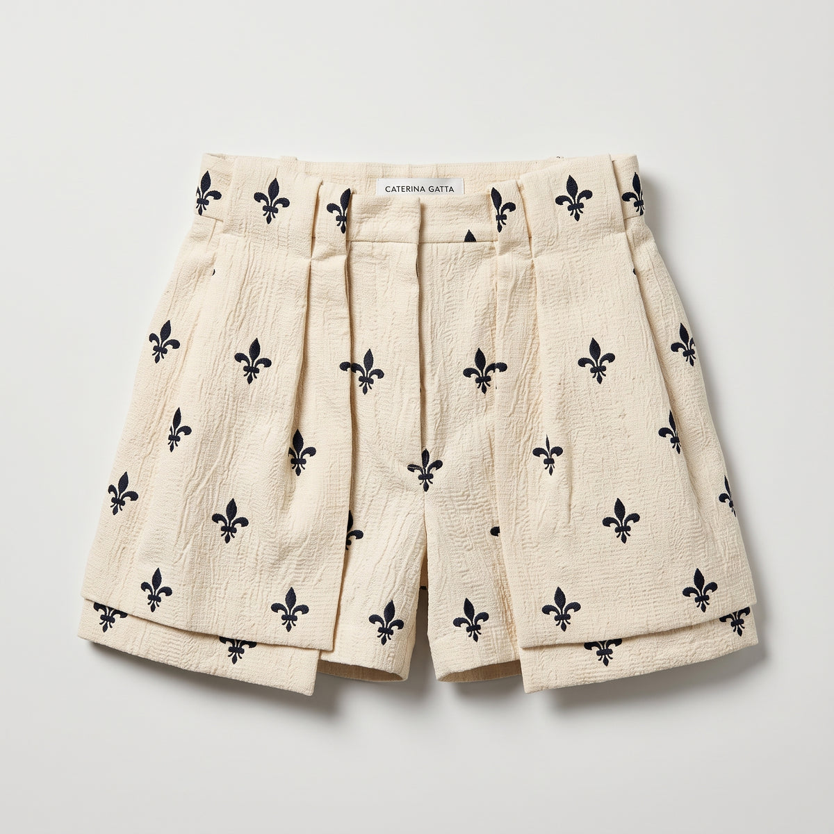 Fleur-de-Lis High-Waisted Tailored Shorts