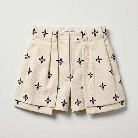 Fleur-de-Lis High-Waisted Tailored Shorts
