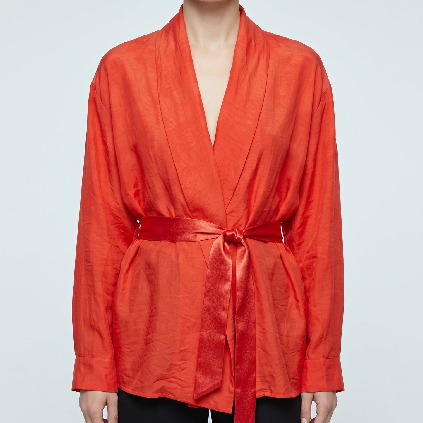 Vibrant Orange Kimono Wrap Top