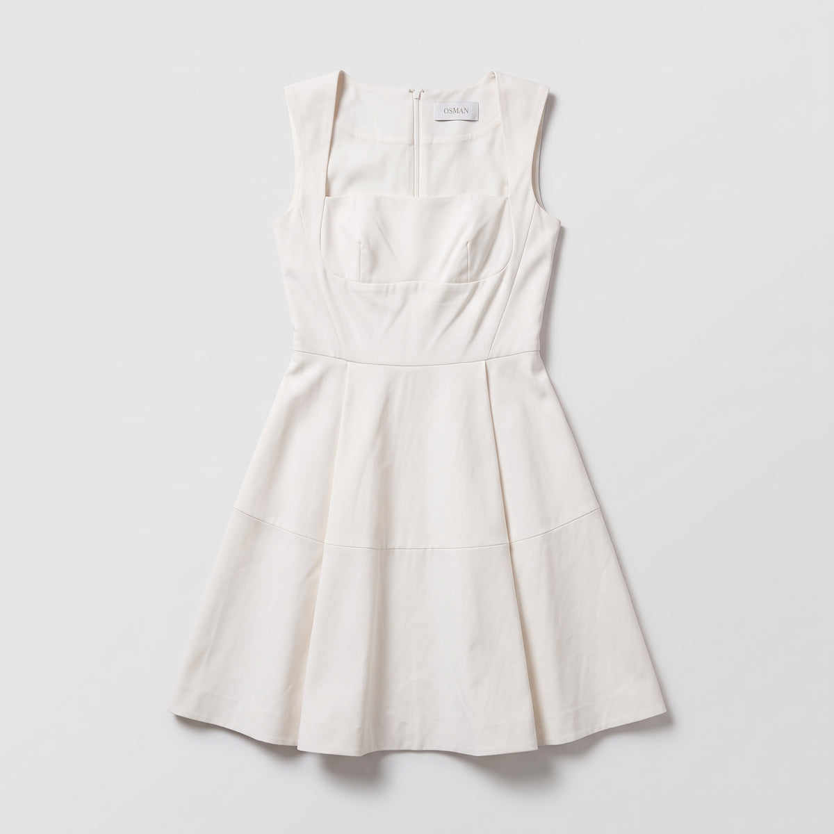 Structured Cream Square Neck Dress