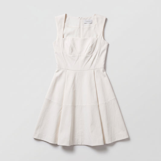 Structured Cream Square Neck Dress