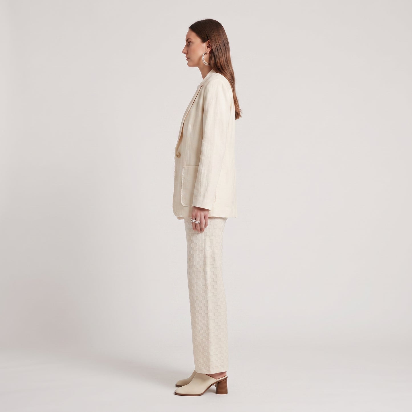 Textured Knit Wide Leg Trousers