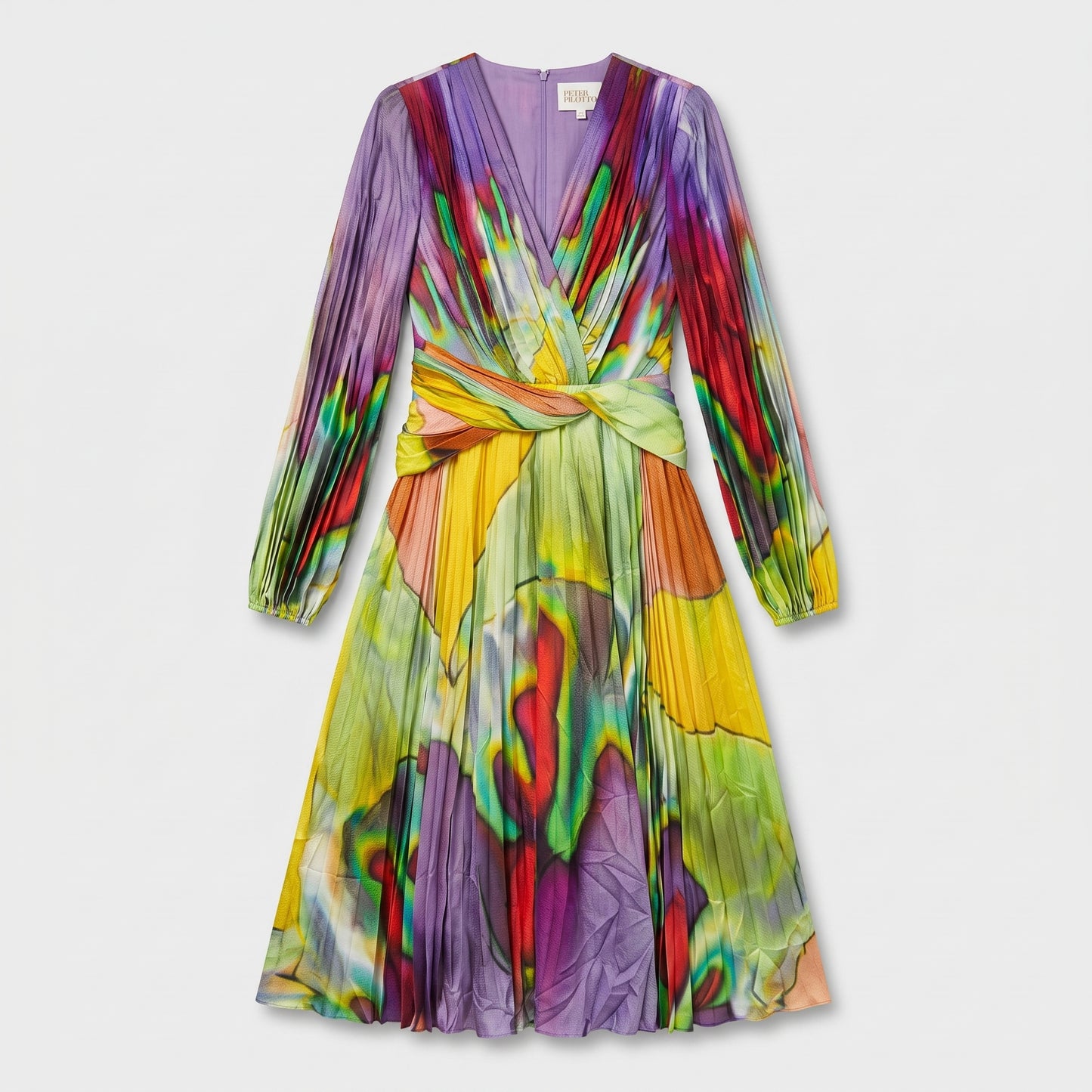 Abstract Printed Pleated Midi Dress